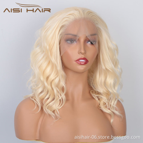 Aisi Hair Wholesale Medium Long Body Wavy Blonde Wig Long Wavy Swiss Lace Wig Synthetic Lace Frontal Hair Wigs For Black Women